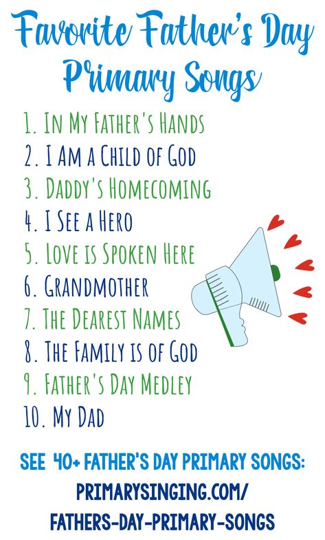 Song For Fathers Day, Father’s Day Church Program Ideas, Songs For Father’s Day, Father’s Day Bible Lesson For Kids, Father’s Day Bible Lesson, Father’s Day Primary Singing Time, Lds Primary Talks, Father Songs, Fathers Day Songs