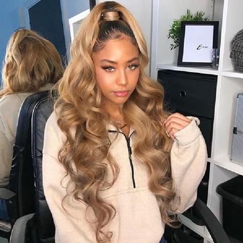 Brazilian Hair Wigs, Real Hair Wigs, Blonde Lace Front Wigs, Frontal Hairstyles, Brazilian Remy Hair, Honey Hair, Zac Efron, Ponytail Styles, Bleached Hair