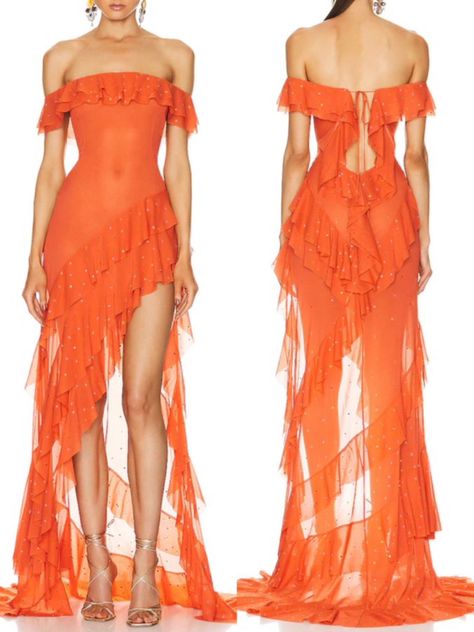 Dream Summer, Dress Aesthetic, Glam Dresses, Orange Dress, Bella Hadid, Looks Vintage, Fancy Dresses, Kylie Jenner, Outfit Inspirationen