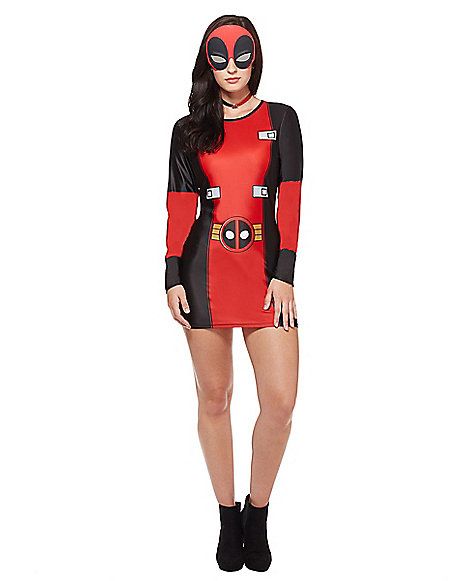 Adult Deadpool Dress - Marvel - Spirithalloween.com Superhero Halloween Costumes For Women, Superhero Costumes For Kids, Female Deadpool Costume, Superhero Costumes Kids, Superhero Halloween Costumes, Deadpool Costume, Deadpool Cosplay, Superhero Halloween, Superhero Costumes