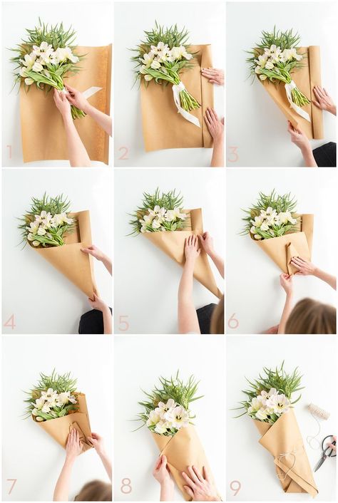 Bouquet Arrangements Diy, Wrapping Flowers, Wrap Flowers, Fleurs Diy, Flower Truck, Flower Bouquet Diy, Flower Wrapping, Flower Bar, How To Wrap