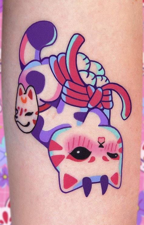 Dango Tattoo, Bright Tattoos, Kawaii Tattoo, Hair Color Crazy, Tattoo Cat, Cute Little Tattoos, Cute Tiny Tattoos, Tatuaje A Color, Tattoo Portfolio