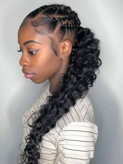 Braids For 4c Hair, Winter Hairstyles For Black Women, Ponytail Hairstyles For Black Women, Sleek Braided Ponytail, Pretty Ponytails, Elegant Ponytail, Weave Ponytail Hairstyles, Braided Hairstyles For Black Women Cornrows, Pony Tails