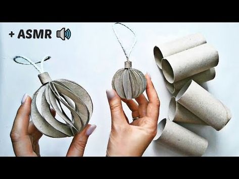 ✨ 2 Easy Craft Ideas - Christmas Balls from Toilet Paper Rolls ✨ ASMR 🔊 DIY New Year's Decorations 🎄 - YouTube Toilet Paper Roll Diy Decoration, Toilet Paper Christmas Decorations, Toilet Paper Roll Diy Ideas, Diy Christmas Decorations Using Toilet Paper Rolls, Toilet Roll Xmas Craft, Crafts Made From Toilet Paper Rolls, Cardboard Roll Christmas Crafts, Christmas Ornaments Made From Toilet Paper Rolls, Craft Ideas Using Toilet Paper Rolls