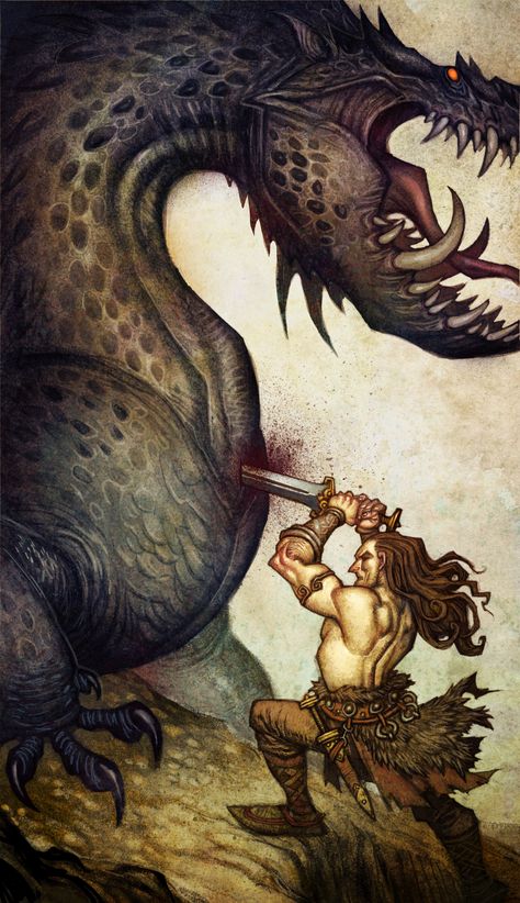 Johan Egerkrans, North Mythology, Saint George And The Dragon, Goblin Art, Norse Myth, Dragon Illustration, Mythological Creatures, Book Dragon, Dragon Slayer