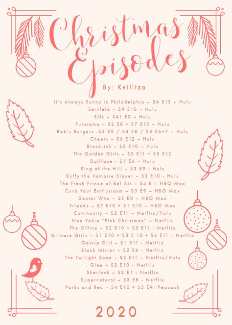 A list of my favorite Christmas Episodes for 2020. Grab a hot drink and a cozy blanket to get in the spirit!#ChristmasMovieMarathon #HolidayMovieFavorites #MustWatchChristmasFilms #UltimateHolidayMovieList #ClassicChristmasMovies #FestiveFilmFrenzy #HolidayMovieMadness #ChristmasCinemaClassics #TopHolidayMoviePicks #UltimateXmasMovieGuide Christmas Tv Show Episodes, Christmas Tv Episodes, Disney Christmas Episodes, Winter Tv Shows, Christmas Episodes Of Tv Shows, Christmas Tv Specials, Gilmore Girls Episodes, Christmas Tv Shows, Top 10 Movies