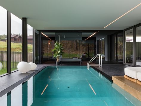 #level80 #level80architects #privatehouse #design #architecture #interior Indoor Pool Modern, Indoor Pool Ideas Small, Indoor Swimming Pools Home, Luxury Swimming Pools Indoor, Small Indoor Pool In Houses, Modern Indoor Pool, Luxurious Swimming Pools, Basement Swimming Pool, Swimming Pool Interior