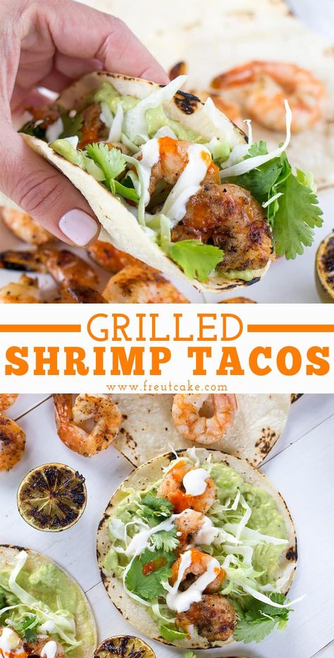 Shrimp Taco Dinner, Taco Dinner Ideas, Seafood Tacos, Grilled Shrimp Tacos, Tacos With Avocado, Spicy Shrimp Tacos, Shrimp Taco, Shrimp Taco Recipes, Bbq Pork Ribs