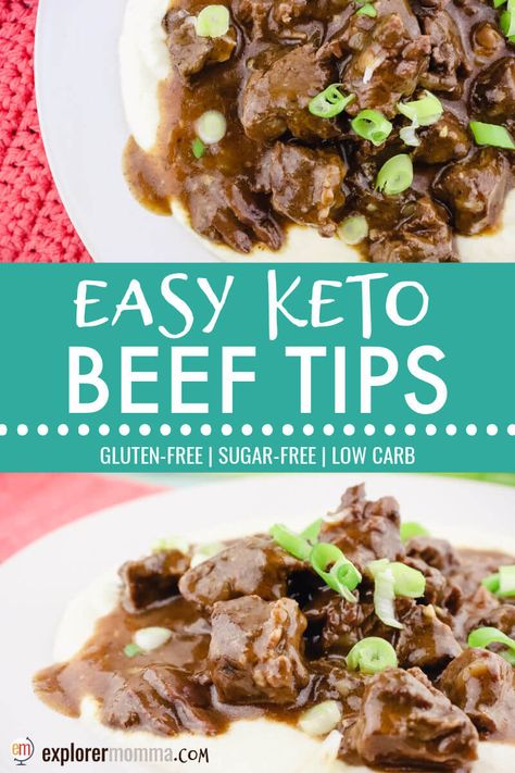 Keto Beef Tips, Beef Tips With Gravy, Low Sugar Diet Recipes, Beef Tips And Gravy, Keto Beef, Low Fat Low Carb, Cauliflower Mash, Low Carb Low Fat Recipes, Boiled Egg Diet Plan