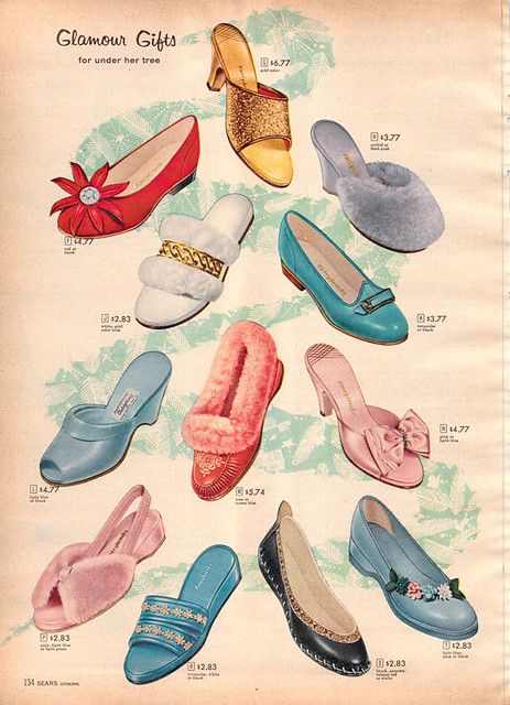 1957 Sears Christmas book page134 | 1950sUnlimited | Flickr 1950s Shoes, Rock & Roll, Shoes Ads, Fashion 1950s, Va Va Voom, Shoe Fits, Women's Slippers, Moda Vintage, 1950s Fashion