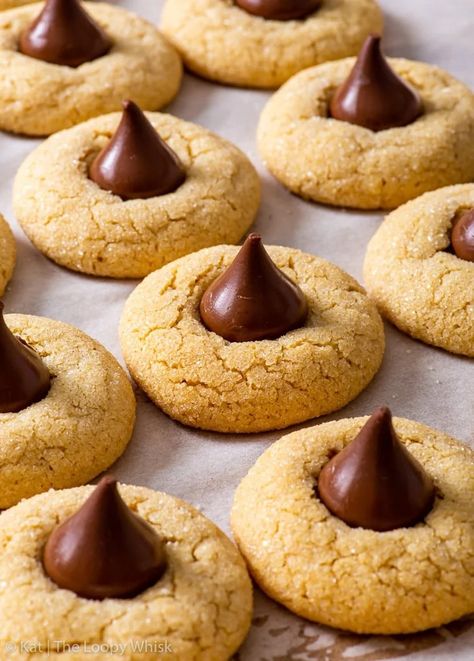 Gluten Free Peanut Butter Blossom Cookies Gluten Dairy Sugar Free Recipes, Christmas Gluten Free, Peanut Blossom Cookies, The Loopy Whisk, Loopy Whisk, Gluten Free Sweet Treats, Peanut Butter Kiss, Peanut Butter Blossom, Peanut Butter Kiss Cookies