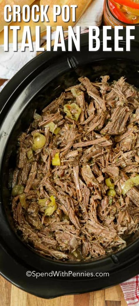 Tailgating Sandwiches, Crockpot Italian Beef, Crock Pot Italian Beef, Italian Beef Crockpot, Crock Pot Italian, Italian Beef Recipes, Crockpot Italian, Italian Pot Roast, Slow Cooker Italian Beef