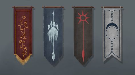 Concept Art Medieval, Fantasy Banner, Medieval Banner, Art Medieval, Fantasy Concept, Fantasy Props, Banner Flag, Flag Art, Fantasy City