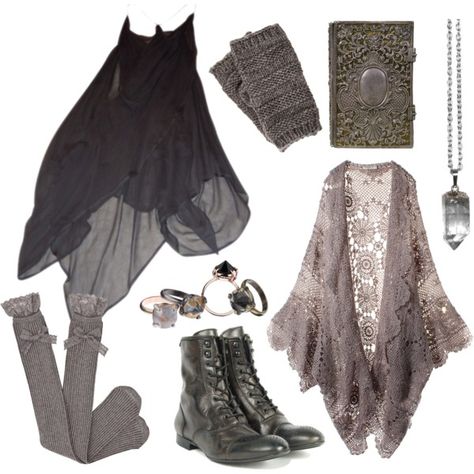 love of mine, please don't die Grey Witch Outfit, Winter Witch Aesthetic Fashion, Cosy Goth Outfits, Boho Witch Outfits, Witchy Winter Outfits, Shawl Outfits, Soft Goth Fashion, Comfy Goth, Misfits Halloween