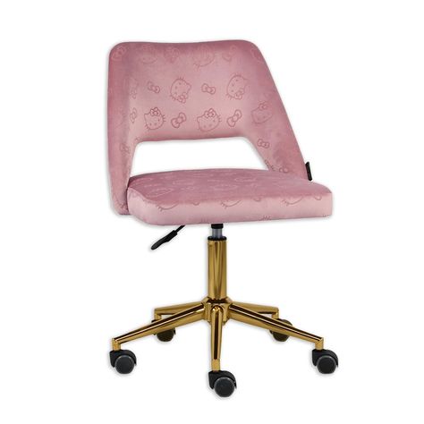 PRICES MAY VARY. 𝐇𝐄𝐋𝐋𝐎 𝐊𝐈𝐓𝐓𝐘 𝐕𝐄𝐋𝐕𝐄𝐓: Indulge in the sensory friendly embrace of our vanity swivel chair, enveloped in plush velvet adorned with charming embossed Hello Kitty motifs and her iconic bow 𝐂𝐎𝐌𝐅𝐘 𝐒𝐄𝐀𝐓𝐈𝐍𝐆: Crafted with the utmost care, this vanity rolling chair boasts ultra soft fabric and generous padding of polyurethane foam, offering an irresistible cocoon of coziness 𝐎𝐏𝐄𝐍 𝐋𝐎𝐖𝐄𝐑 𝐁𝐀𝐂𝐊𝐑𝐄𝐒𝐓: The open lower end backrest of the comfy desk chair Hello Kitty Vanity Chair, Hello Kitty Chair, Hello Kitty Vanity, Makeup Vanity Chair, Cute Desk Chair, Hello Kitty Room Decor, Mirrored Vanity Table, Makeup Chair, Hello Kitty Rooms