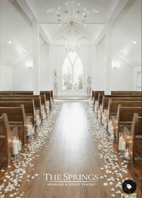 Wedding Chapel Decorations, Little White Chapel Wedding, Estate Grounds, White Chapel Wedding, Church Aisle Decorations, Wedding Venues Church, Southern Wedding Venues, Wedding Isles, Little White Chapel