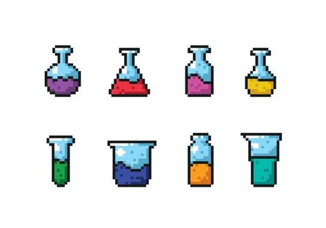 Science Beaker Pixel Vectors Science Pixel Art, Science Beaker, Video Game Design, Liquor Store, The Science, Game Design, Pixel Art, Vector Art, Vector Free