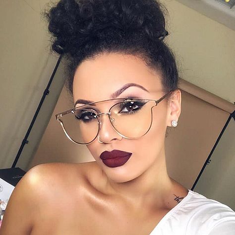 16.9k Likes, 78 Comments - DOSE of COLORS (@doseofcolors) on Instagram: “Gorgeous @viva_glam_kay rocking this sexy lip combo: "Savage" & "Hot Fire" liquid matte lipstick…” Popular Glasses, Viva Glam Kay, Clear Glasses Frames, Turquoise Ombre, Metal Frame Glasses, Viva Glam, Clear Glasses, Clear Frames, Dose Of Colors