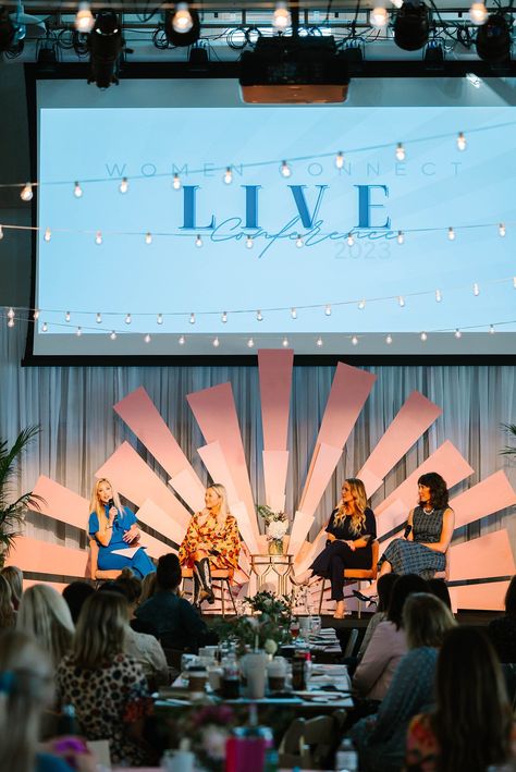 speakers present during 2023 Tennessee Women Connect Live Event at Loveless Barn | Tennessee Women Connect’s 3rd Annual Live Event at Loveless Barn photographed by Nashville TN branding photographer Amy Allmand Photography. Networking Event Aesthetic, Public Speaker Vision Board, Female Speaker On Stage, Womens Networking Event, Brittany Campbell, Women Speakers On Stage, Woman Evolve Conference, Unique Branding, Keynote Speakers