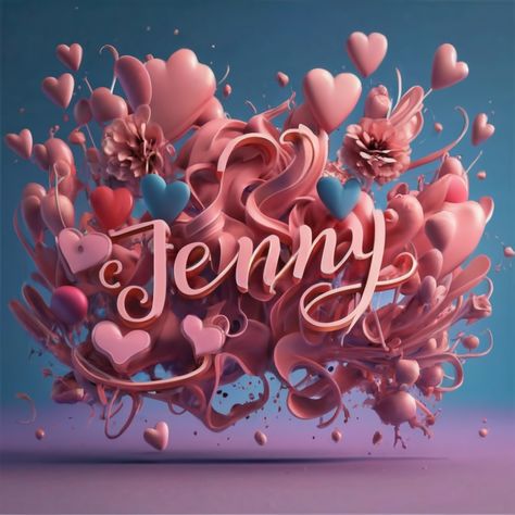 Ideogram Jenny Name, Name Design Art, Photo Typography, Wallpaper Girly, Poster Photo, Name Design, 3d Render, 3d Rendering, Pink And Purple