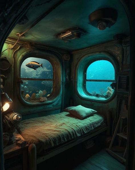 Underwater Room, Scifi Interior, Design Dragon, Spaceship Interior, Fantasy Rooms, Leagues Under The Sea, Fantasy Places, Alam Yang Indah, Environment Concept Art