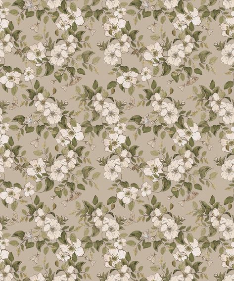 Sweet Briar Wallpaper • Floral Wallpaper • Milton & King USA Striped Tile, Sweet Briar, Wallpaper Floral, Watercolor On Wood, Wood Room, Botanical Wallpaper, Watercolor Trees, Wallpaper Free, Diy Installation