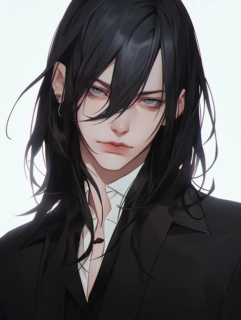 Long Hair Side Profile, Black Hair Anime Guy, Anime Long Hair, 캐릭터 드로잉, Comfort Characters, Guy Drawing, Arte Fantasy, Character Design Male, Womens Casual