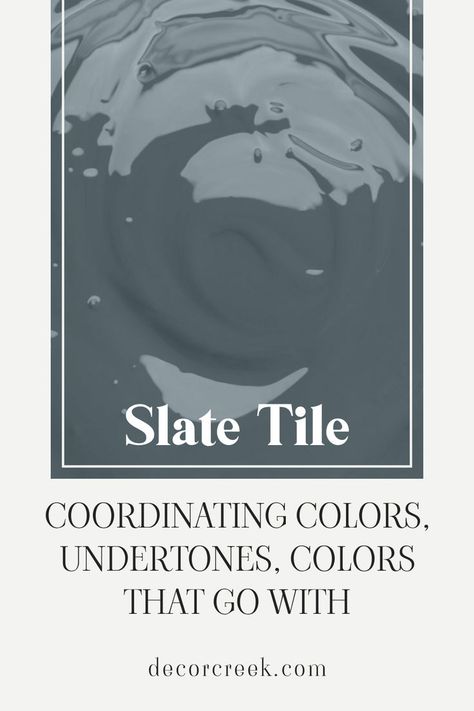 Slate Tile SW 7624 by Sherwin Williams | Coordinating Colors, Undertones and Colors That Go With Sherwin Williams Coordinating Colors, Tile Paint Colours, Bold Interior, Balanced Beige, Shoji White, White Tile Backsplash, Modern And Traditional Decor, Wicker Decor, Grey Tiles