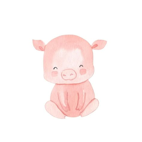 Vector pig watercolor illustration for k... | Premium Vector #Freepik #vector #cute-watercolor #watercolor-animals #baby-animals #watercolor-baby Goat Watercolor, Learning Colors Preschool, Sheep Watercolor, Baby Animals Art, Pig Watercolor, Watercolor Paintings Of Animals, Pig Illustration, Illustration For Kids, Watercolor Birthday Cards