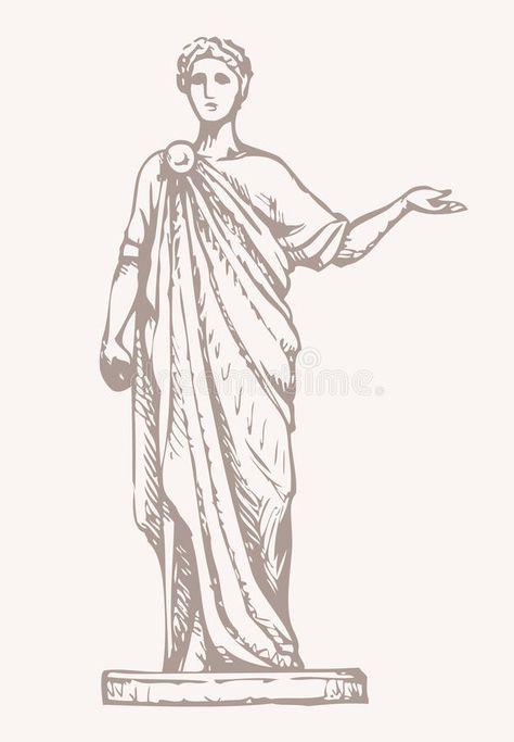 Roman Drawings, Greek Drawing, Classic Drawing, Elegance Dress, Roman Statue, Greek Statues, Drawing Vector, Infographic Design Inspiration, Roman Emperor