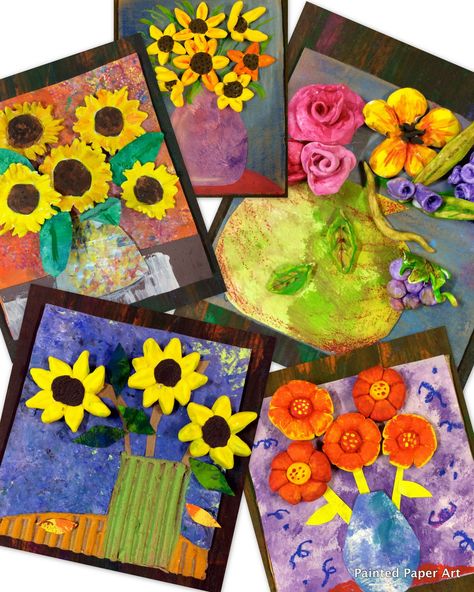 Model Magic air dry clay and painted paper make for a stunning art project that my students absolutely love. Have fun creating these mixed media pieces of art inspired by the f… Flowers Bouquet Painting, Painted Paper Art, Flower Bouquet Painting, Spring Art Projects, Bouquet Painting, Koloman Moser, Magic Crafts, 2nd Grade Art, Model Magic