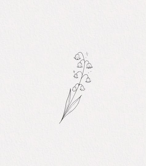 Lily In The Valley Tattoo, Blue Bells Tattoo, Bell Flowers Tattoo, Bluebells Flower Drawing, Lily Of The Valley Line Art, Small Lily Of The Valley Tattoo, Lilly Of The Valley Tattoo Meaning, Bell Flowers Drawing, Lily Of The Valley Back Tattoo