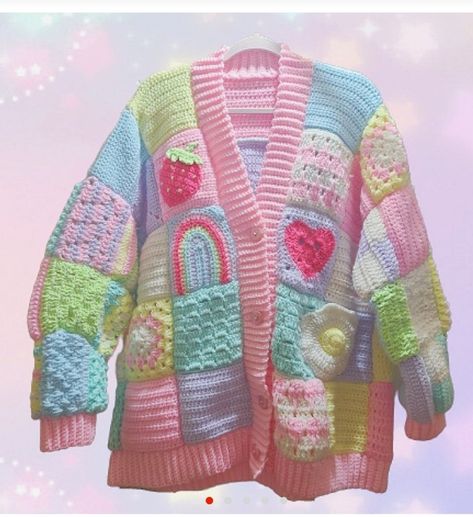 Jaket Crochet, Soft Kidcore, Crochet Cushion Cover, Pull Crochet, Kawaii Crochet, Crochet Fashion Patterns, Cardigan Pattern, 여자 패션, Kawaii Clothes