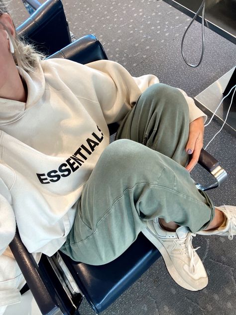 Shop "hot shot onesie" on LTK Sneakers Fall Outfit, Fall Fashion Comfy, Green Cargos, Beige Hoodie, Airport Fit, 2024 Wardrobe, Essentials Hoodie, Airport Fits, Balance Sneakers