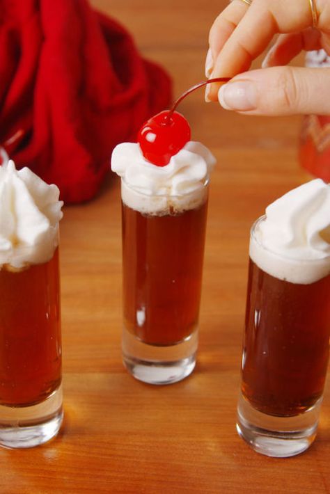 These are just what the doctor ordered.  Get the recipe from Delish.  BUY NOW Pepper Shooters, Shooter Recipes, Boozy Drinks, Drinks Alcohol, Shot Recipes, Vegetable Drinks, Alcohol Drink Recipes, Drinks Alcohol Recipes, Dr Pepper