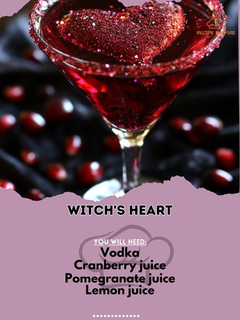 💖🧙‍♀️ Experience the enchanting flavors of the Witch's Heart! This mesmerizing cocktail will steal your heart and your taste buds! Witch's Heart Ingredients: Vodka (1.5 oz) Cranberry juice (1 oz) Pomegranate juice (1 oz) Lemon juice (0.5 oz) Edible glitter (optional) Instructions: In a shaker, mix vodka, cranberry juice, pomegranate juice, and lemon juice with ice. Shake well and strain into a glass. Add a sprinkle of edible glitter for a magical touch. 🖤✨ Enjoy the Witch's Heart! This ca... Grinch Food, Autumn Beverages, Cranberry Juice And Vodka, Fall Beverages, Vodka Cranberry, Girly Drinks, Halloween Party Drinks, Purple Cocktails, Syrup Recipes