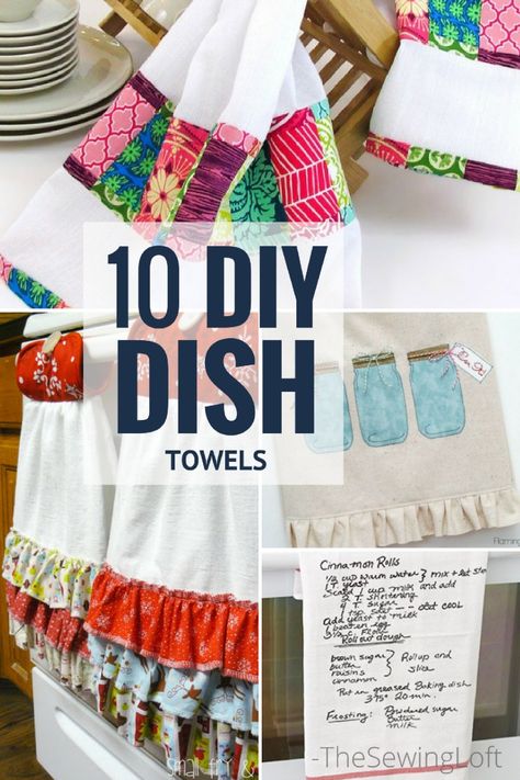 Spice up your kitchen with these 10 Amazing Dish towel DIY projects. Easy to make and even a no sew option. Homemade Dish Towels, Diy Dish Towel, Dish Towels Diy, Diy Dish Towels, Kitchen Towels Diy, Dish Towel Crafts, Kitchen Towels Crafts, Tea Towels Diy, Diy Projects Easy