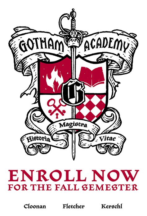 SDCC'14: Gotham Academy coat of arms spotted - Major Spoilers - Comic Book Reviews and News Dc City, Gotham Academy, Academy Logo, Batman Beyond, Batman Universe, Batman Family, Bat Family, Gotham City, Superwholock