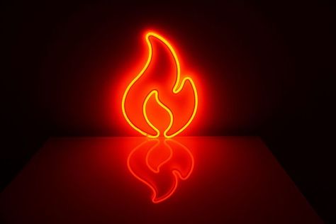 Fire Neon Sign, Red Fire Aesthetic, Dark Centerpieces, Glow In The Dark Centerpieces, Orange Neon Aesthetic, Neon Orange Aesthetic, Neon Party Invitations, Red Neon Sign, Spice Up Your Love Life