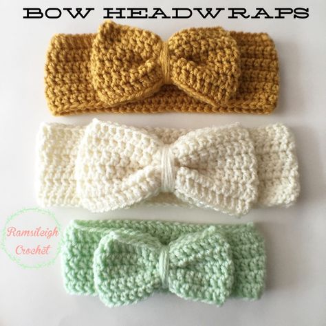 Crochet Headbands and Ear Warmers Crocheted Headbands, Bow Headwrap, Crochet Bow, Baby Headbands Crochet, Crochet Bows, Crochet Headband Pattern, Crochet Ear Warmer, Crochet Baby Girl, Haken Baby