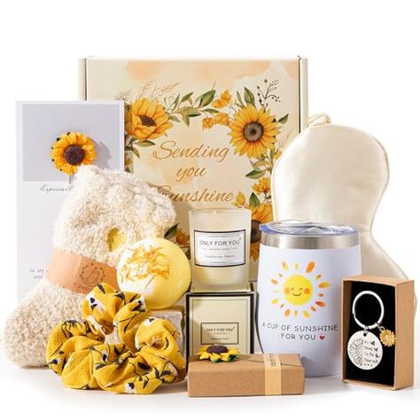 Sunflower Gifts for Women, Birthday Hampers Pamper Gifts for Her, Get Well Soon Gift Baskets Self Care Package Relaxation Bath Set Christmas Gifts for Your Mum, Wife, Best Friends, Sister, Daughter Self Care Package, Gifts For Women Birthday, Ladies Gifts, Best Friends Sister, Gift Baskets For Women, Birthday Hampers, Silk Eye Mask, Sunflower Gifts, Get Well Soon Gifts