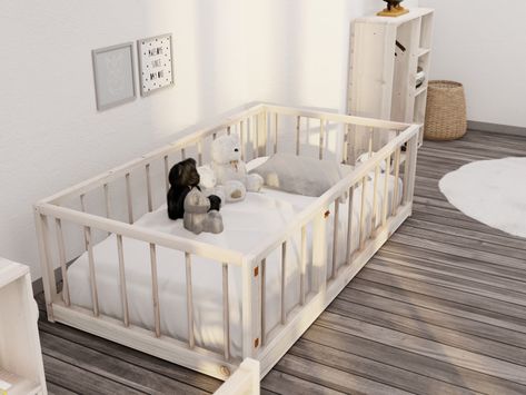 DIY Twin size Montessori floor bed - DIY projects plans Montessori Bed Diy Plans, Toddler Floor Bed Diy, Diy Gym Equipment, Bed Frame Plans, Wood Patio Chairs, Montessori Floor Bed, Toddler Floor Bed, Loft Bed Plans, Diy Greenhouse Plans