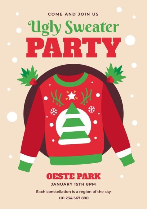 Simple Colorful Join Us Ugly Sweater Party Invitation Ugly Christmas Sweater Invitations, Ugly Christmas Sweater Party Invitations, Ugly Sweater Party Invitations, Party Template, Ugly Christmas Sweater Party, Ugly Sweater Party, Invite Template, Party Invite Template, Free Graphic Design