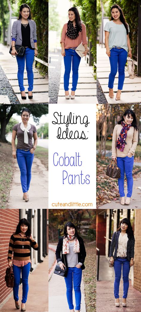 Cobalt Pants, Cobalt Blue Pants, Blue Pants Outfit, Royal Blue Pants, Dallas Fashion, Styling Inspiration, Blue Trousers, Of Outfits, Colored Pants