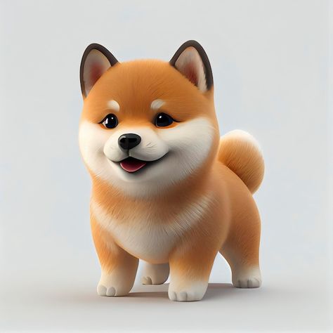 Cute cartoon little shiba inu puppy 3d c... | Premium Photo #Freepik #photo #baby-dog #cute-puppy #cute-dog #doggy 3d Cute Animal, Shiba Inu Cartoon, Dog Cartoon Character, Giant Props, Goofy Dog, 3d Dog, Shiba Inu Puppy, Photo Cute, Dog Cartoon