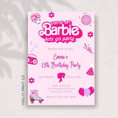 Barbie Birthday Party Invite, Barbie Bday Invitation, Barbie Birthday Invitations Free, Barbie Themed Invitation, Barbie Theme Invitation, Barbie Invitations Birthday, Barbie Invites, Barbie Birthday Party Invitations, Barbie Party Invitations