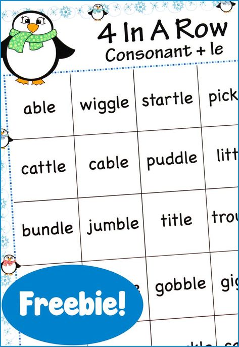 Fun winter themed activity for teaching consonant + le Consonant Le Activities, Consonant Le, Le Words, Letters Worksheets, Syllables Activities, Syllable Types, Bingo Chips, Learning Support, Writing Letters