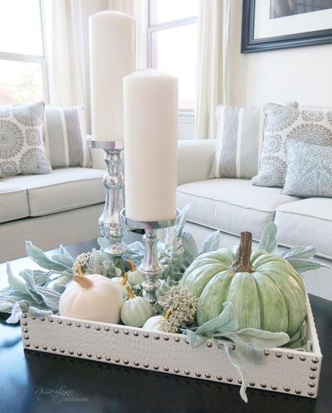 Coffee Table Fall Decor, Indoor Fall Decor Ideas, Colored Pumpkins, Table Fall Decor, Fall Coffee Table Decor, Indoor Fall Decor, Fall Coffee Table, Fall Decor Inspiration, Coffee Table Decor