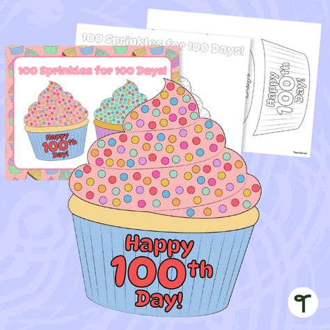 100 Sprinkles For The 100th Day, Cupcake Craft, Cupcake Template, School Scavenger Hunt, 100th Day Of School Crafts, School Cupcakes, School Bookmarks, Cupcake Crafts, Ice Cream Crafts