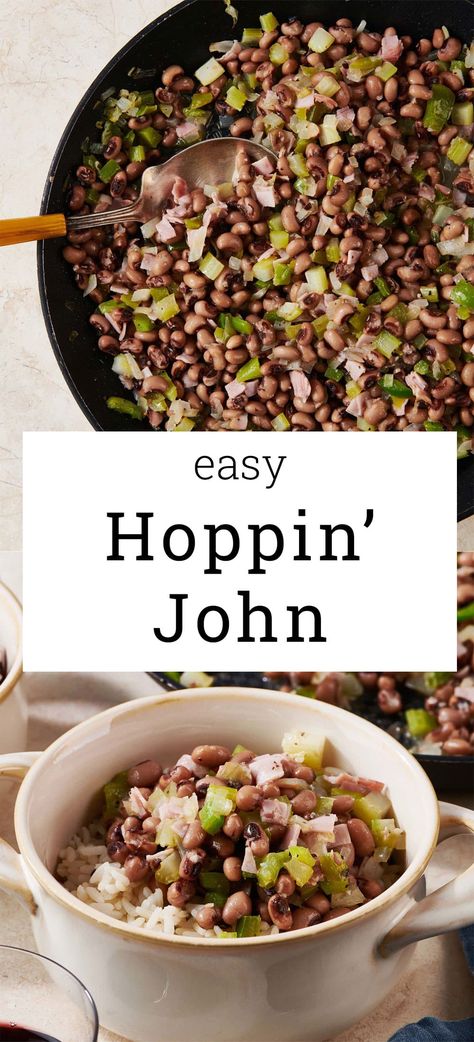 Hoppin’ John / A Southern favorite, the black-eyed peas in Hoppin' John are supposed to be lucky, and this recipe is super easy! Insta Pot Hoppin John, Hoppin Johns Recipe, Hoppin John Black Eyed Peas, Black Eyed Peas Casserole Recipe, Hop N John Recipe Black Eyed Pea, Hoppin' John, Hoppin John Recipe With Canned Peas, Best Hoppin John Recipe, Hop And John Recipe